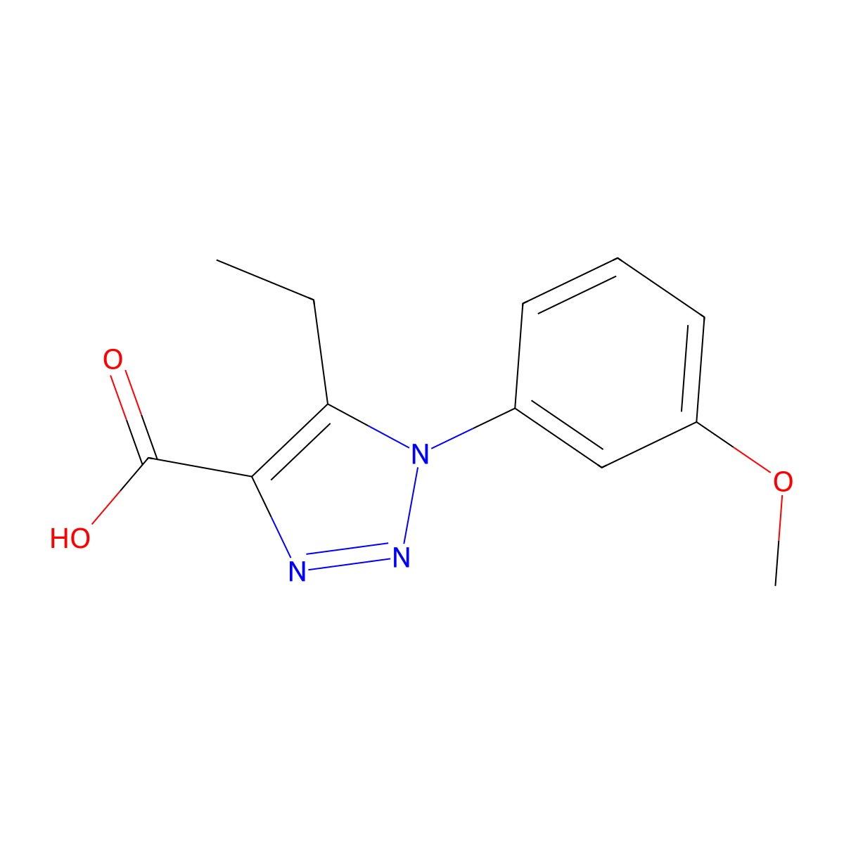 5-ethyl-1-(3-methoxyphenyl)-1H-1,2,3-triazole-4-carboxylic acid molecular structure, CAS 1017423-28-7