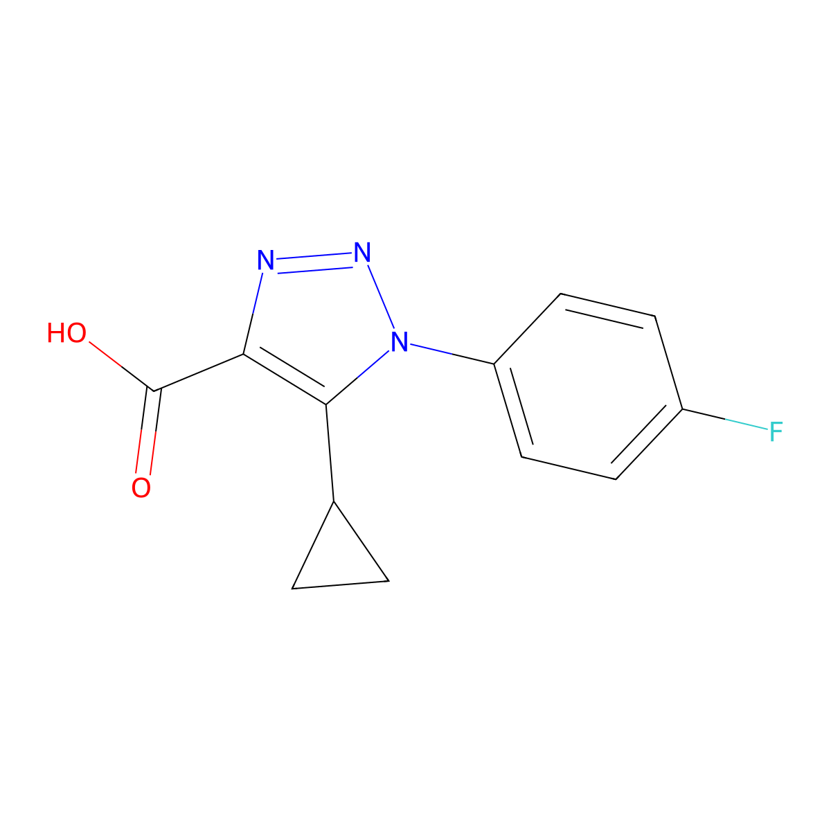5-cyclopropyl-1-(4-fluorophenyl)-1H-1,2,3-triazole-4-carboxylic acid molecular structure, CAS 1017423-32-3