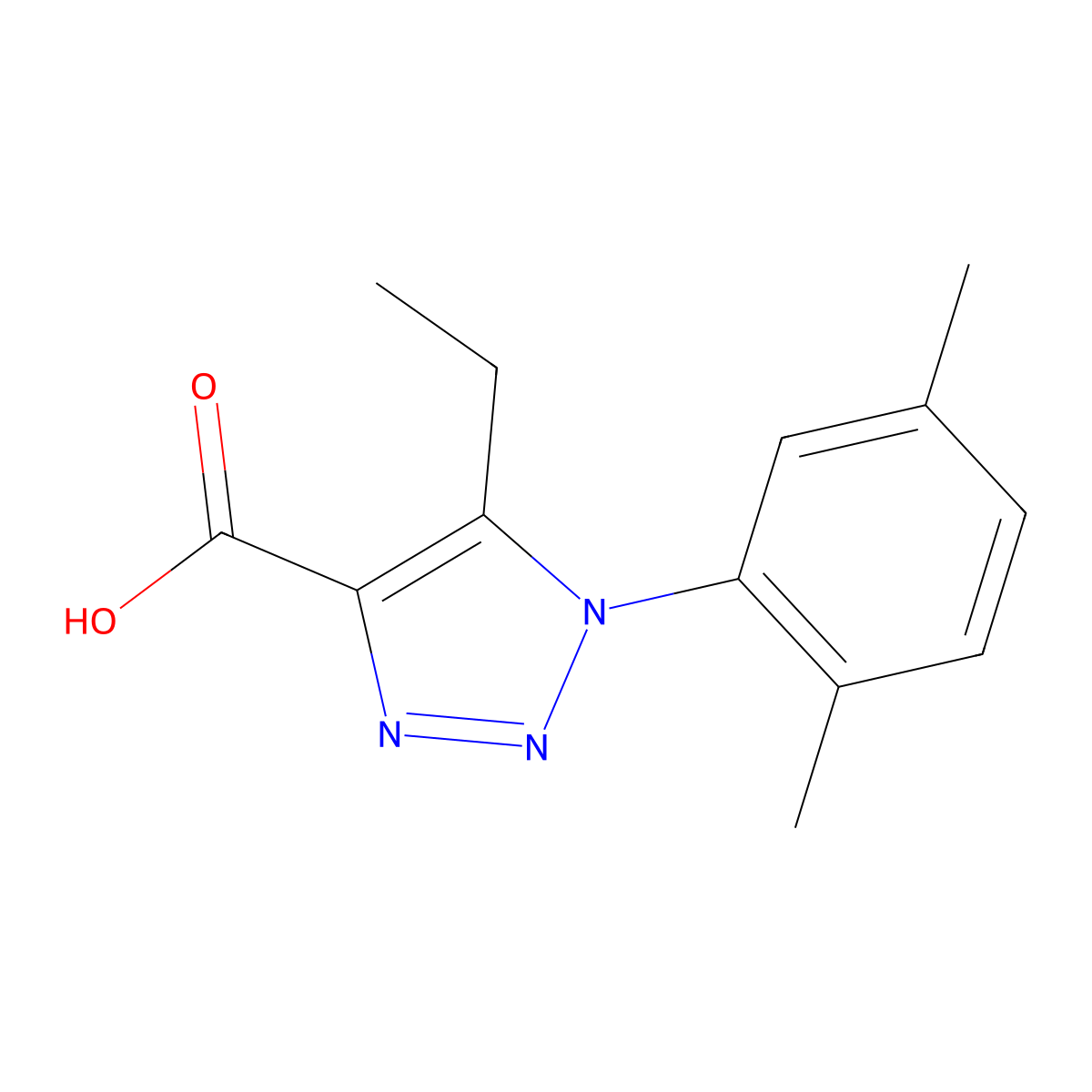 1-(2,5-dimethylphenyl)-5-ethyl-1H-1,2,3-triazole-4-carboxylic acid molecular structure, CAS 1017423-36-7