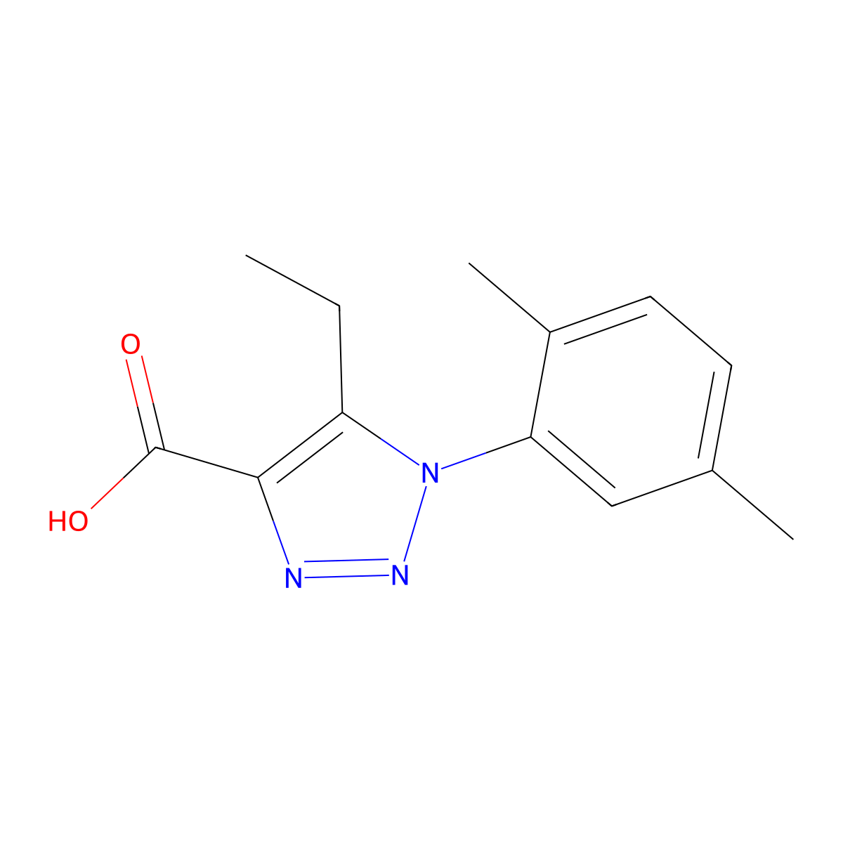 1-(2,5-dimethylphenyl)-5-ethyl-1H-1,2,3-triazole-4-carboxylic acid molecular structure, CAS 1017423-36-7
