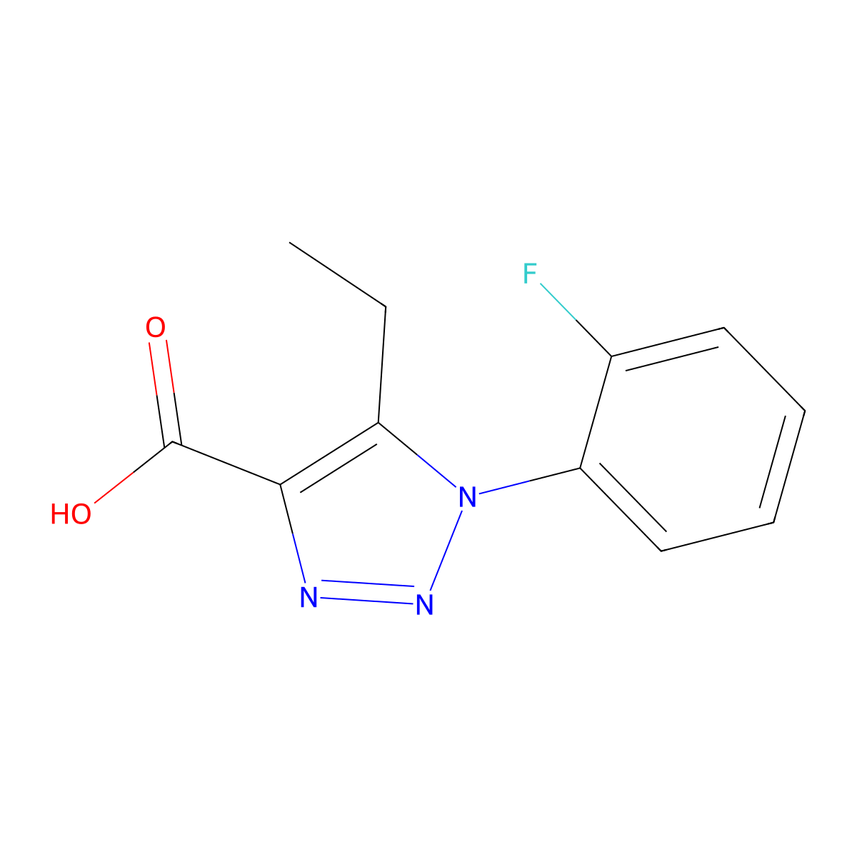 5-ethyl-1-(2-fluorophenyl)-1H-1,2,3-triazole-4-carboxylic acid molecular structure, CAS 1017423-48-1
