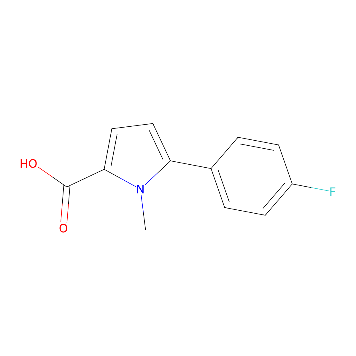 5-(4-fluorophenyl)-1-methyl-1H-pyrrole-2-carboxylic acid molecular structure, CAS 1017427-35-8