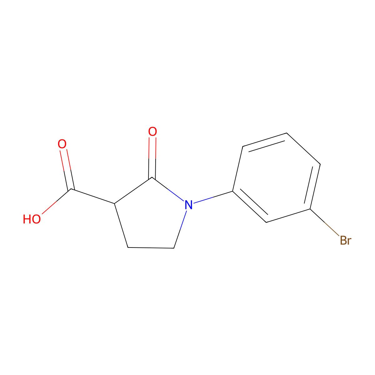 1-(3-Bromophenyl)-2-oxopyrrolidine-3-carboxylic acid molecular structure, CAS 1017427-72-3