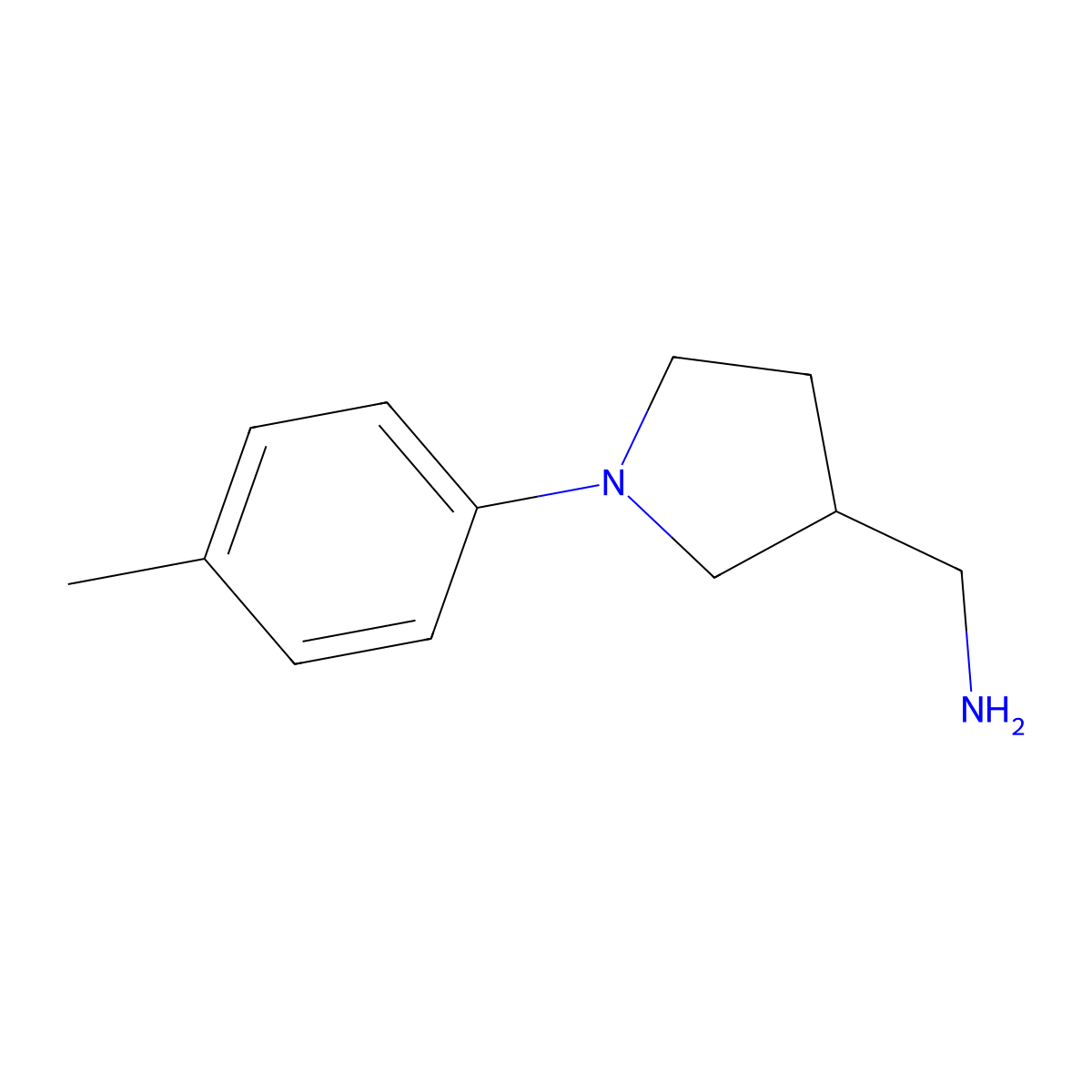 (1-(p-Tolyl)pyrrolidin-3-yl)methanamine molecular structure, CAS 1017428-21-5