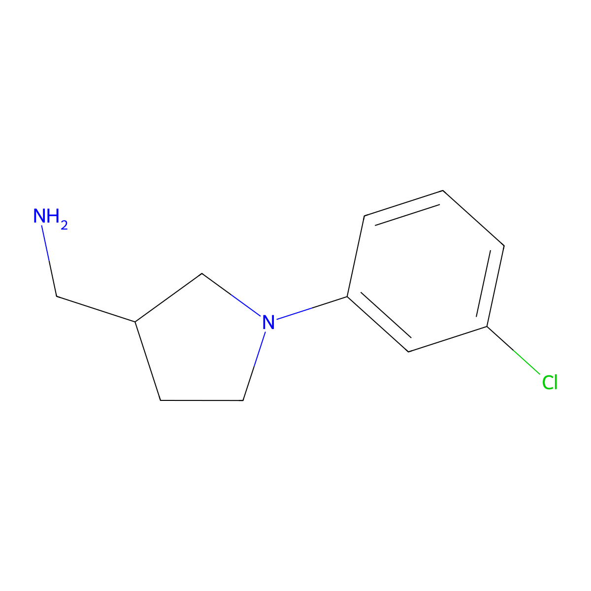 (1-(3-Chlorophenyl)pyrrolidin-3-yl)methanamine molecular structure, CAS 1017428-33-9
