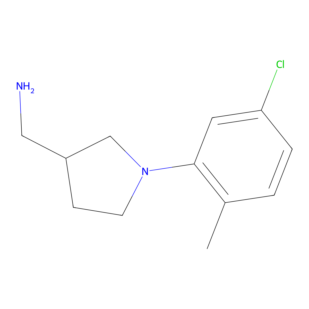 [1-(5-Chloro-2-methylphenyl)pyrrolidin-3-yl]methanamine molecular structure, CAS 1017428-37-3