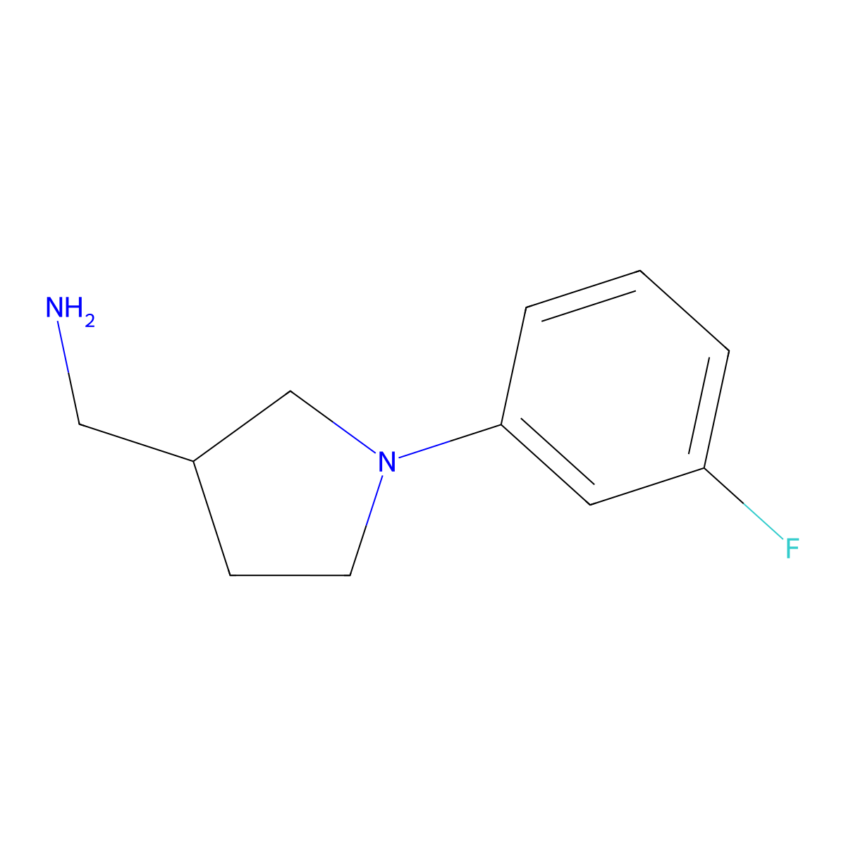 [1-(3-Fluorophenyl)-3-pyrrolidinyl]methanamine molecular structure, CAS 1017428-57-7