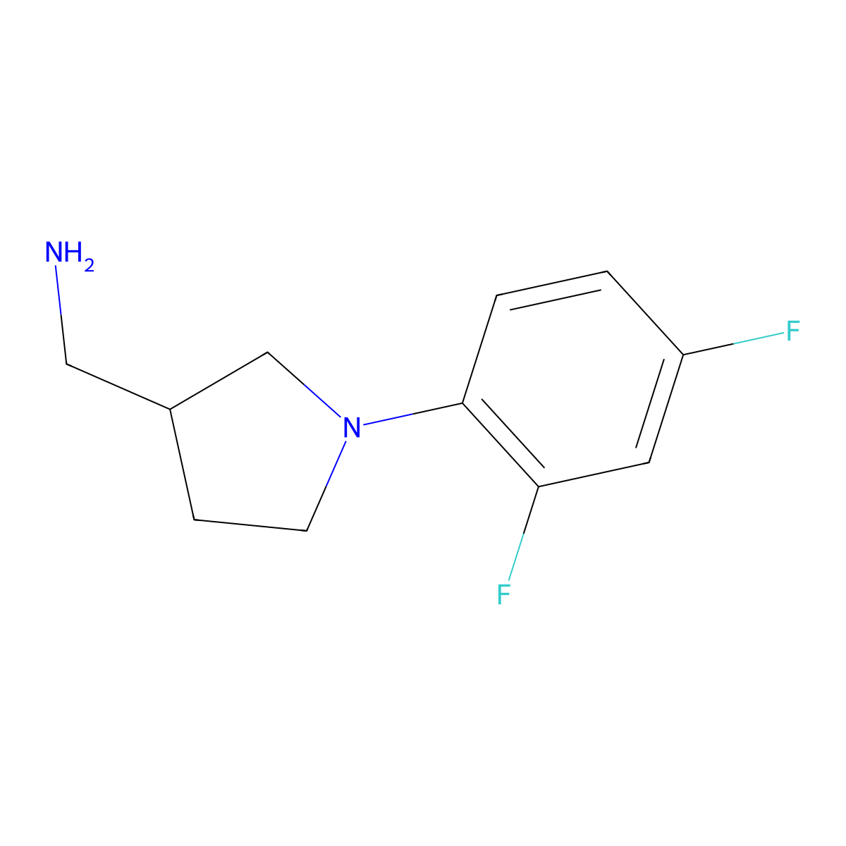 (1-(2,4-Difluorophenyl)pyrrolidin-3-yl)methanamine molecular structure, CAS 1017428-61-3