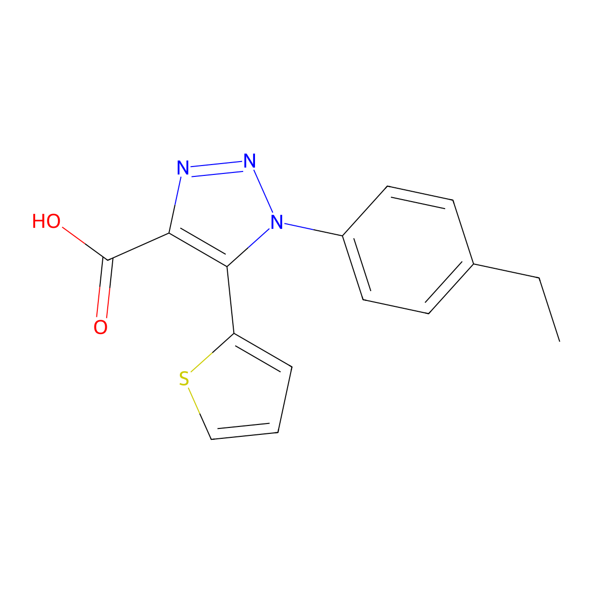 1-(4-ethylphenyl)-5-(thiophen-2-yl)-1H-1,2,3-triazole-4-carboxylic acid molecular structure, CAS 1017428-64-6