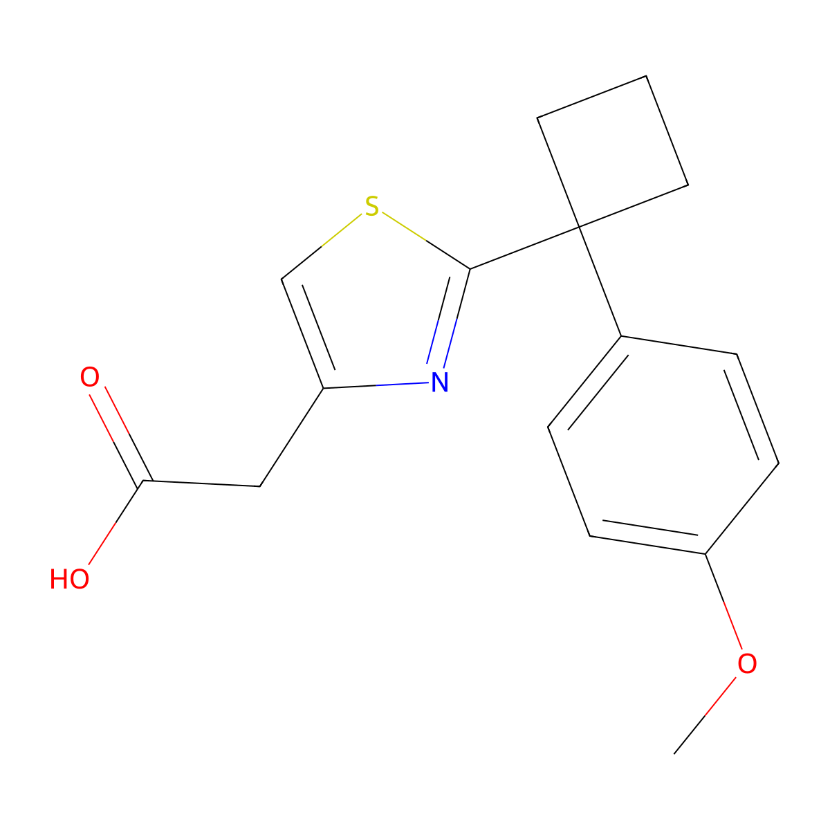 2-{2-[1-(4-Methoxyphenyl)cyclobutyl]-1,3-thiazol-4-yl}acetic acid molecular structure, CAS 1017429-89-8