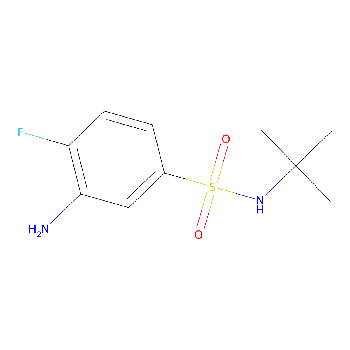 3-amino-N-tert-butyl-4-fluorobenzene-1-sulfonamide molecular structure, CAS 1017432-10-8