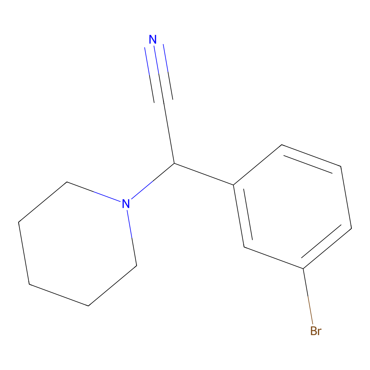 2-(3-Bromophenyl)-2-(piperidin-1-yl)acetonitrile molecular structure, CAS 1017432-98-2