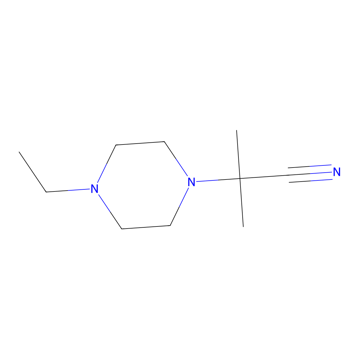 2-(4-Ethylpiperazin-1-yl)-2-methylpropanenitrile molecular structure, CAS 1017433-92-9