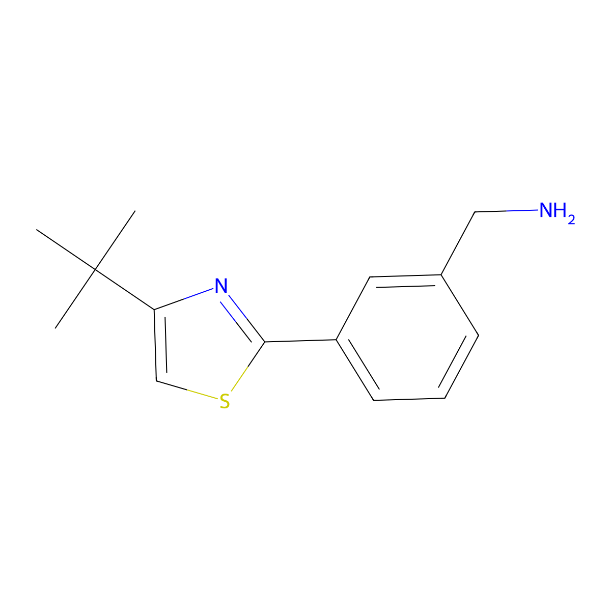 (3-(4-(tert-Butyl)thiazol-2-yl)phenyl)methanamine molecular structure, CAS 1017435-59-4