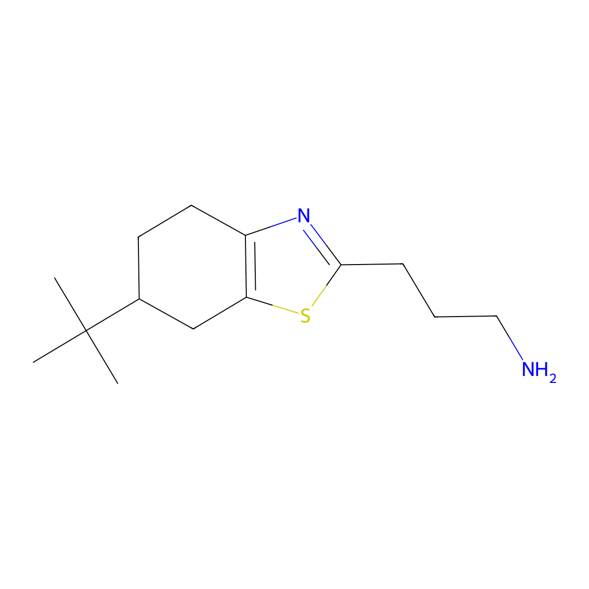 3-(6-(Tert-butyl)-4,5,6,7-tetrahydrobenzo[d]thiazol-2-yl)propan-1-amine molecular structure, CAS 1017436-41-7
