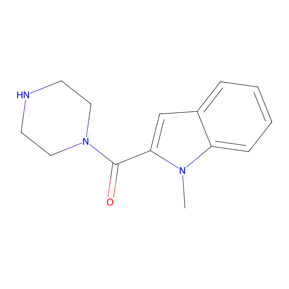 (1-methyl-1H-indol-2-yl)(piperazin-1-yl)methanone molecular structure, CAS 1017436-51-9