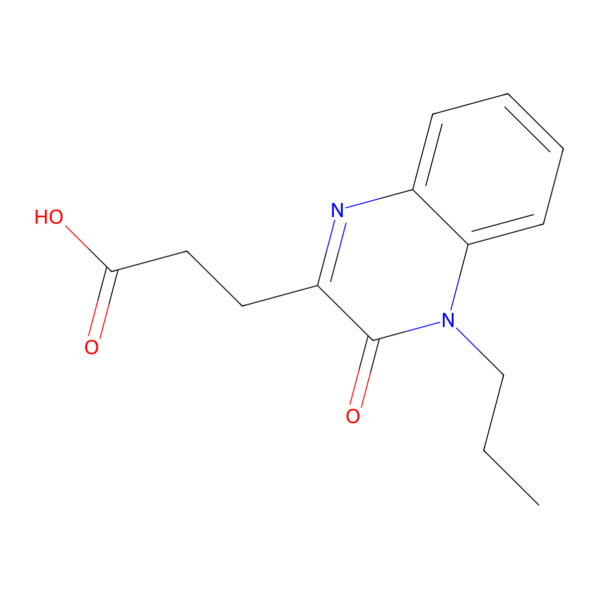 2-Quinoxalinepropanoic acid, 3,4-dihydro-3-oxo-4-propyl- molecular structure, CAS 1017437-76-1