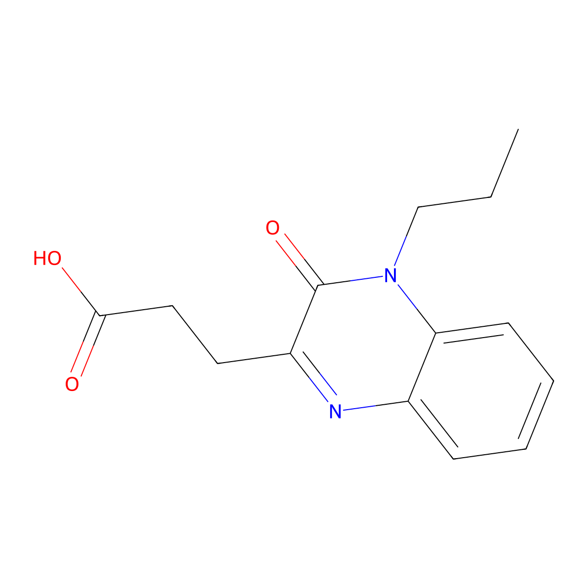 2-Quinoxalinepropanoic acid, 3,4-dihydro-3-oxo-4-propyl- molecular structure, CAS 1017437-76-1
