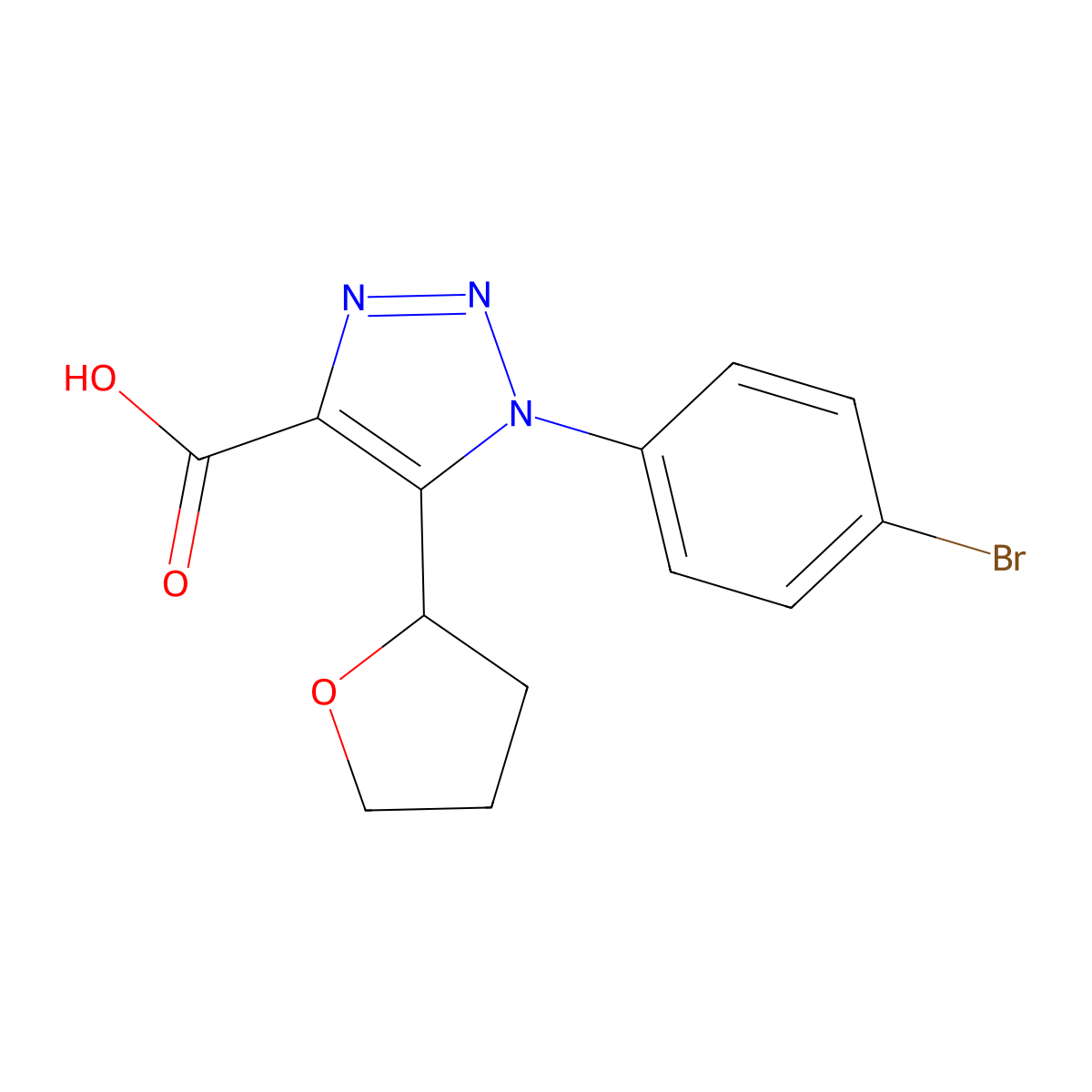 1-(4-bromophenyl)-5-(tetrahydrofuran-2-yl)-1H-1,2,3-triazole-4-carboxylic acid molecular structure, CAS 1017445-49-6