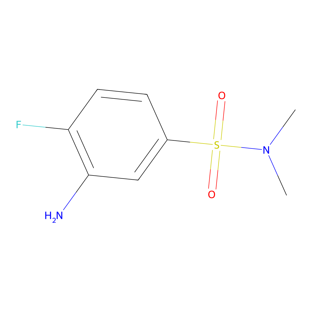 3-amino-4-fluoro-N,N-dimethylbenzene-1-sulfonamide molecular structure, CAS 1017448-64-4