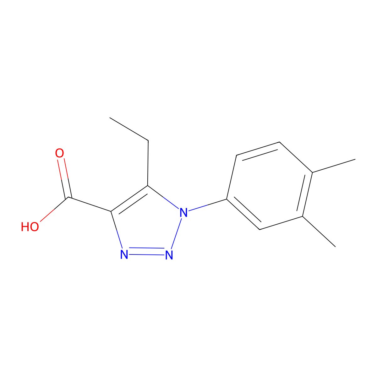 1-(3,4-dimethylphenyl)-5-ethyl-1H-1,2,3-triazole-4-carboxylic acid molecular structure, CAS 1017449-47-6