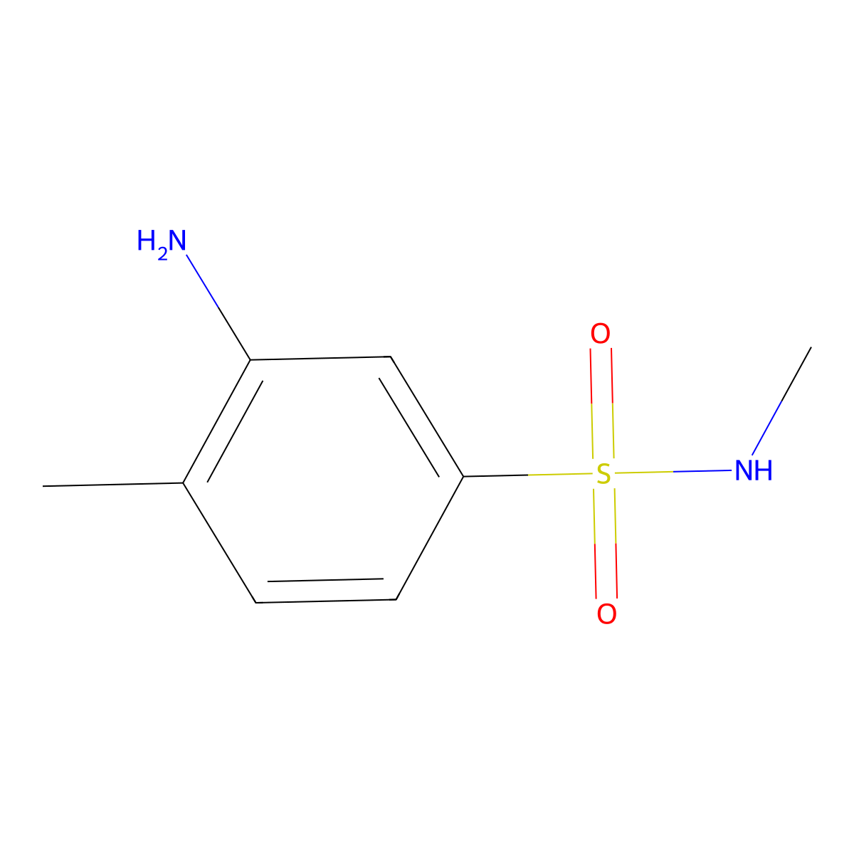 3-amino-N,4-dimethylbenzenesulfonamide molecular structure, CAS 1017450-04-2