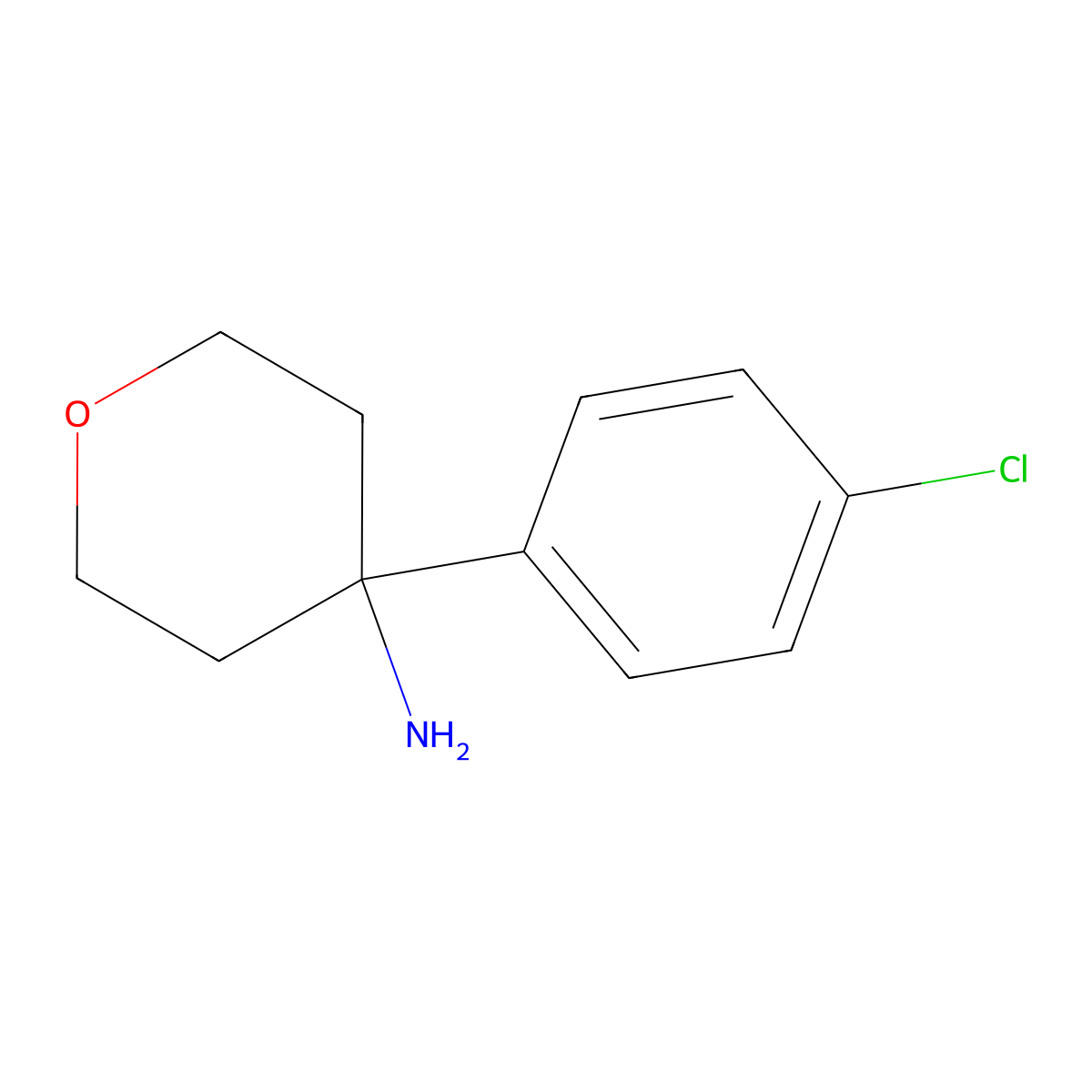 4-(4-Chlorophenyl)oxan-4-amine molecular structure, CAS 1017450-84-8