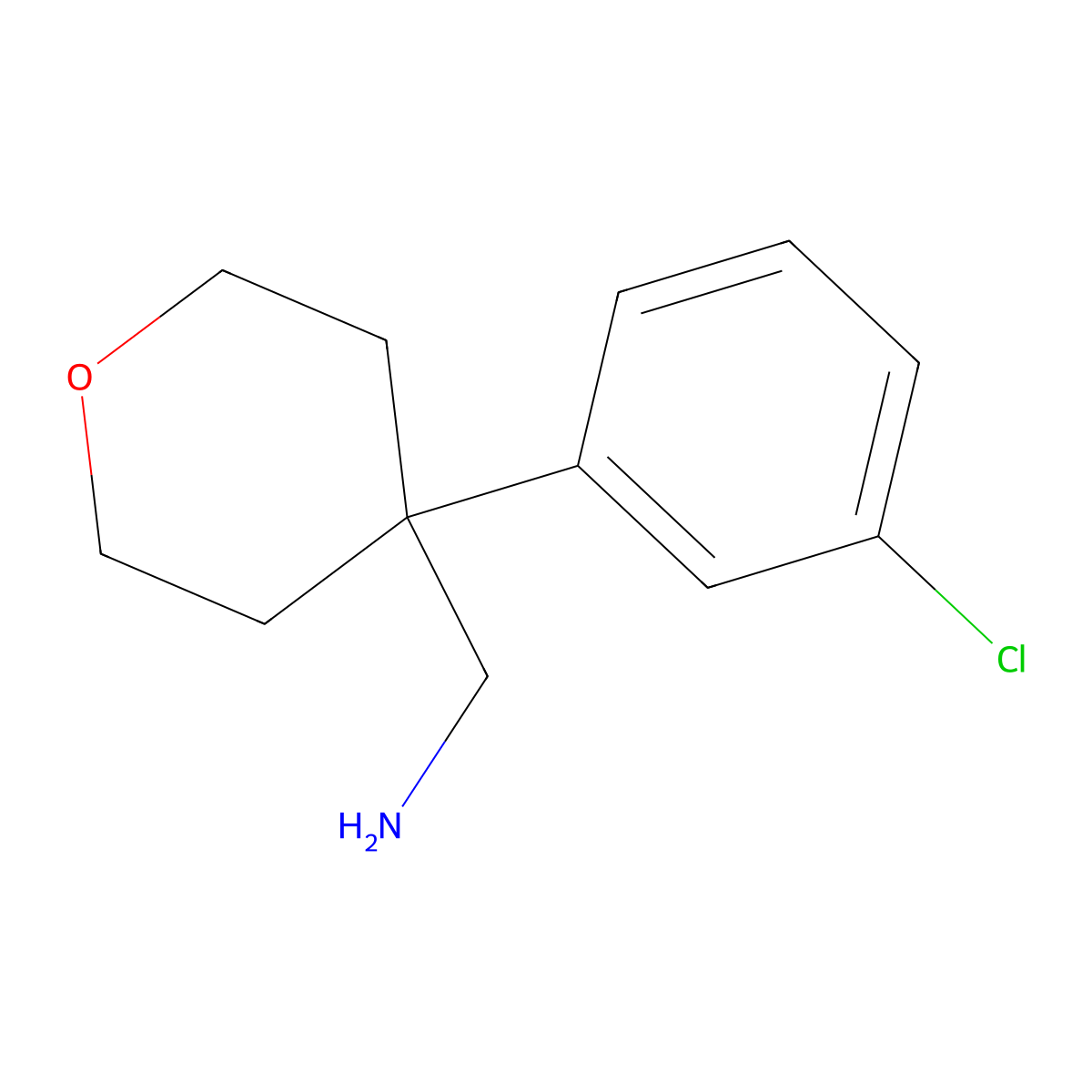 [4-(3-Chlorophenyl)oxan-4-yl]methanamine molecular structure, CAS 1017450-92-8