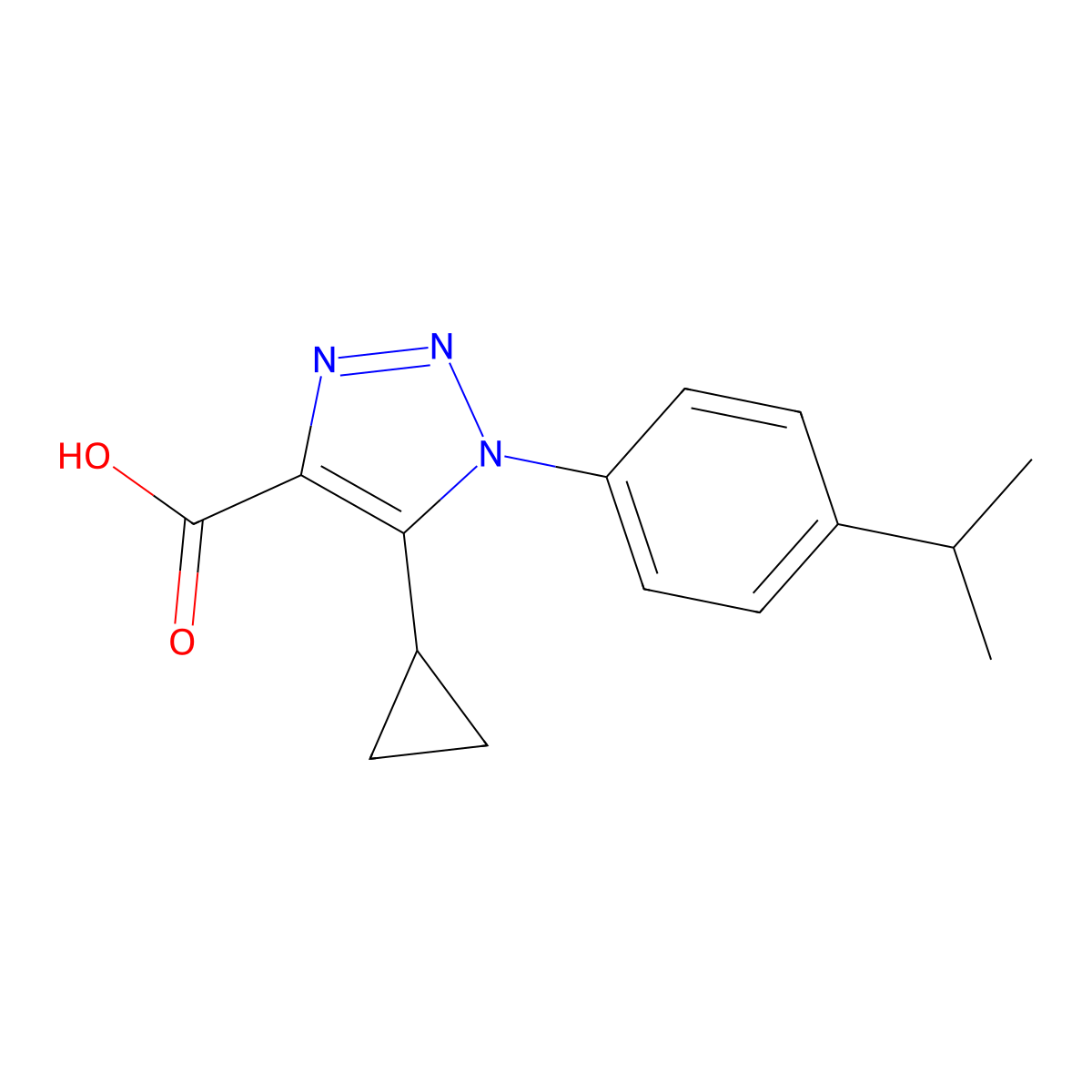 5-cyclopropyl-1-[4-(propan-2-yl)phenyl]-1H-1,2,3-triazole-4-carboxylic acid molecular structure, CAS 1017451-58-9