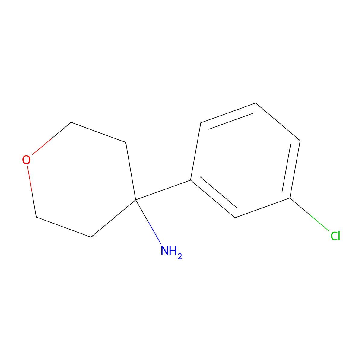4-(3-Chlorophenyl)tetrahydro-2H-pyran-4-amine molecular structure, CAS 1017451-67-0