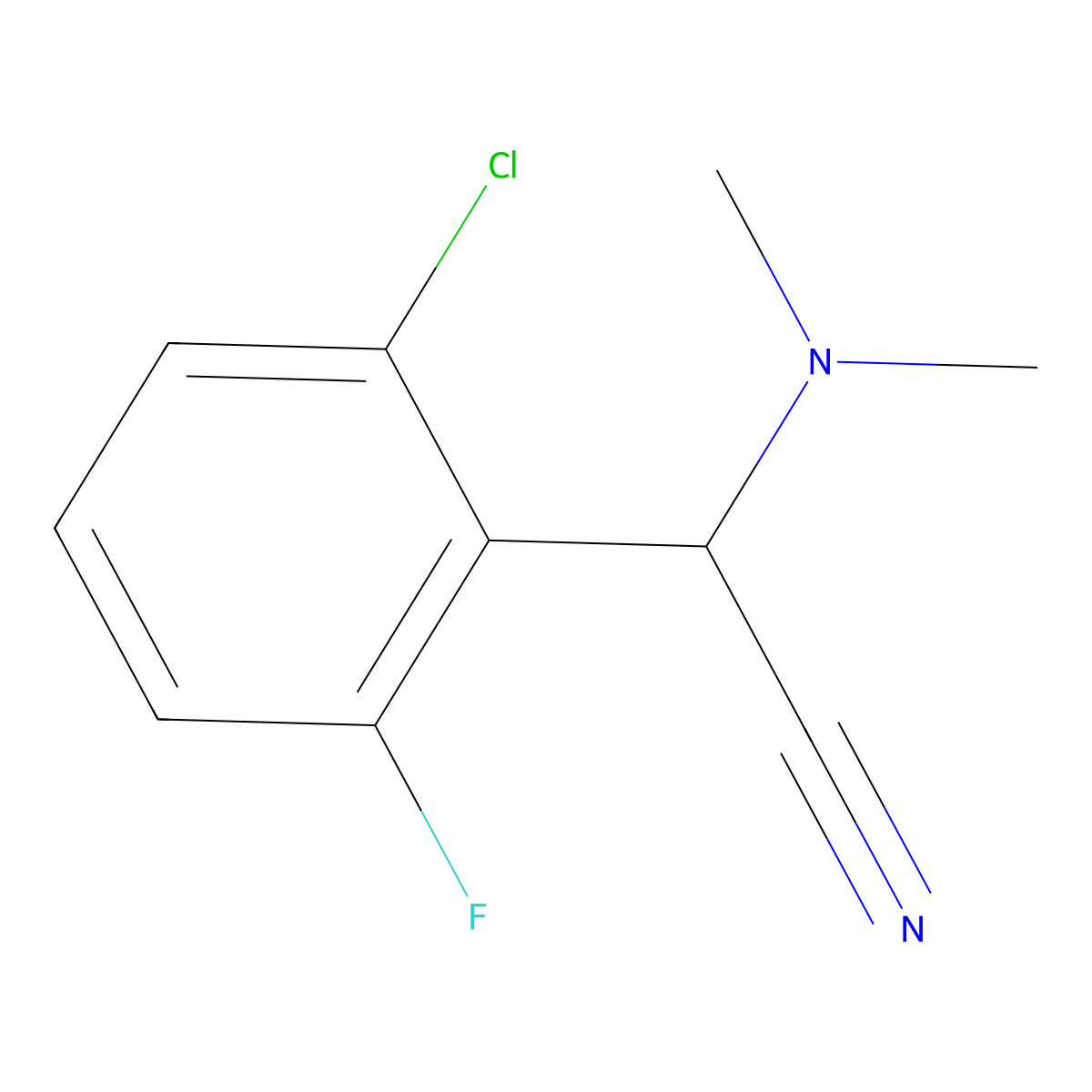 (2-Chloro-6-fluorophenyl)(dimethylamino)acetonitrile molecular structure, CAS 1017451-92-1