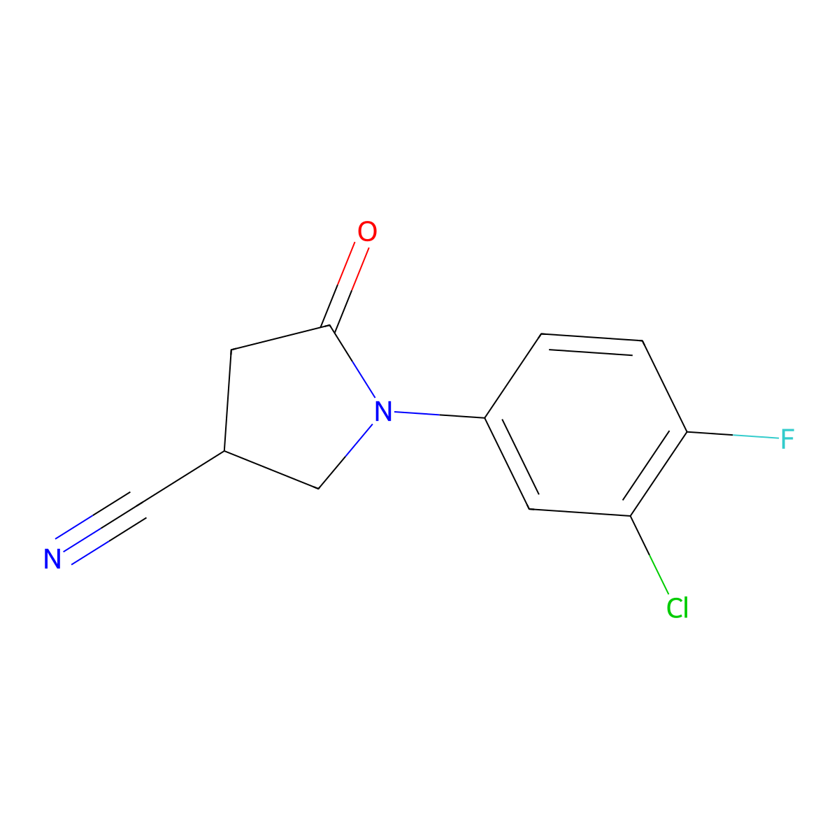 1-(3-Chloro-4-fluorophenyl)-5-oxopyrrolidine-3-carbonitrile molecular structure, CAS 1017458-51-3
