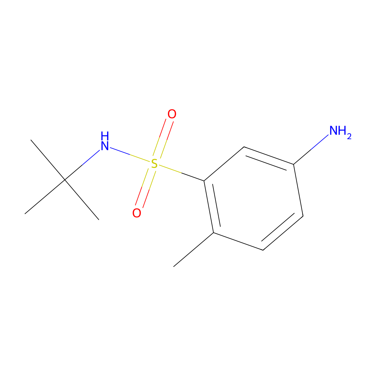5-amino-N-tert-butyl-2-methylbenzene-1-sulfonamide molecular structure, CAS 1017459-30-1