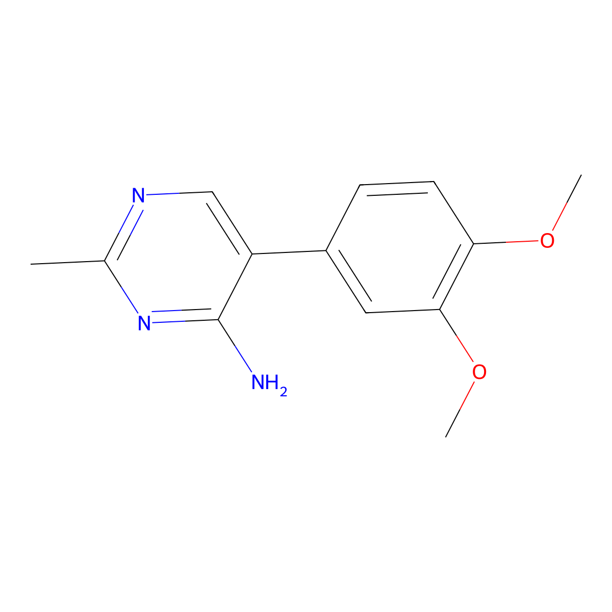 5-(3,4-Dimethoxyphenyl)-2-methyl-4-pyrimidinamine molecular structure, CAS 1017464-17-3