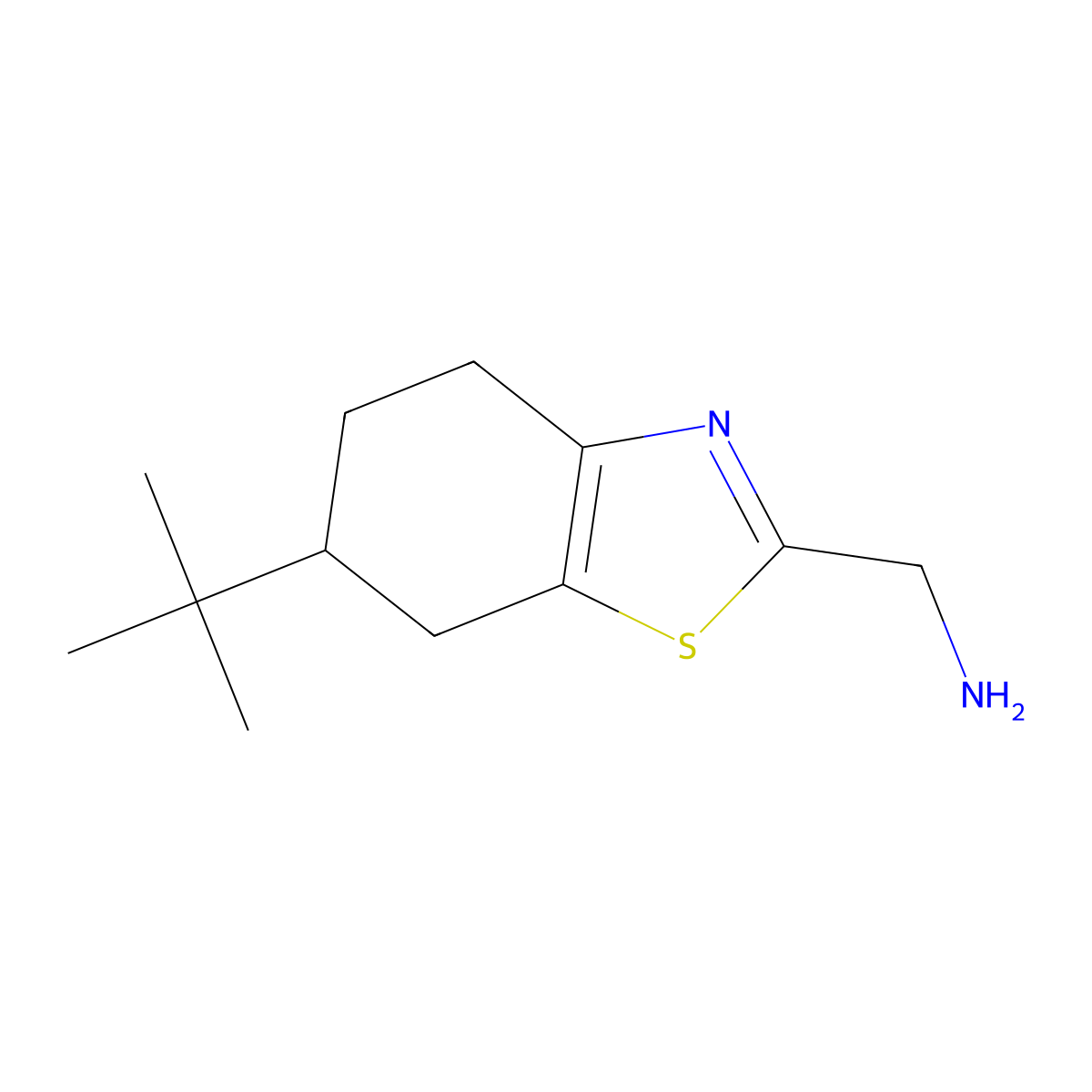 (6-(Tert-butyl)-4,5,6,7-tetrahydrobenzo[d]thiazol-2-yl)methanamine molecular structure, CAS 1017464-46-8