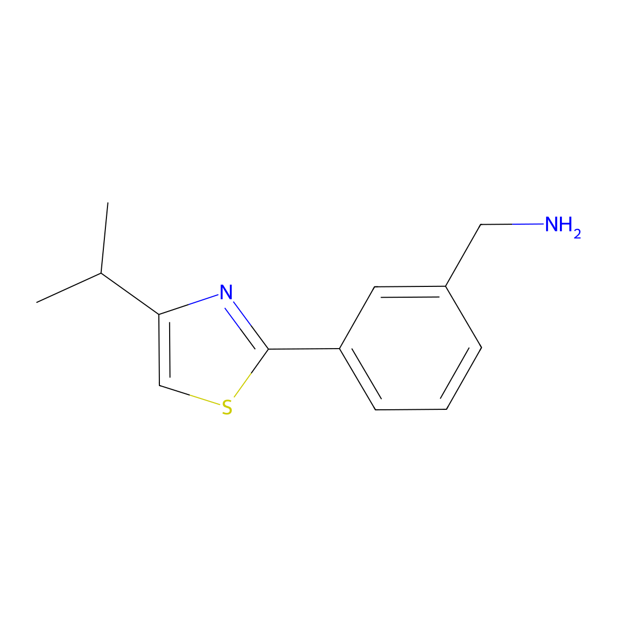 (3-(4-Isopropylthiazol-2-yl)phenyl)methanamine molecular structure, CAS 1017465-11-0