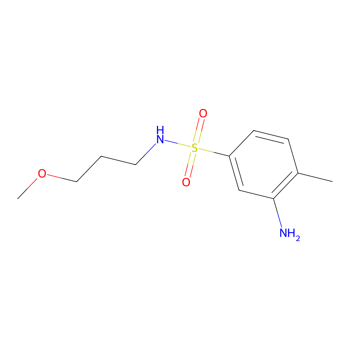 3-amino-N-(3-methoxypropyl)-4-methylbenzenesulfonamide molecular structure, CAS 1017465-34-7