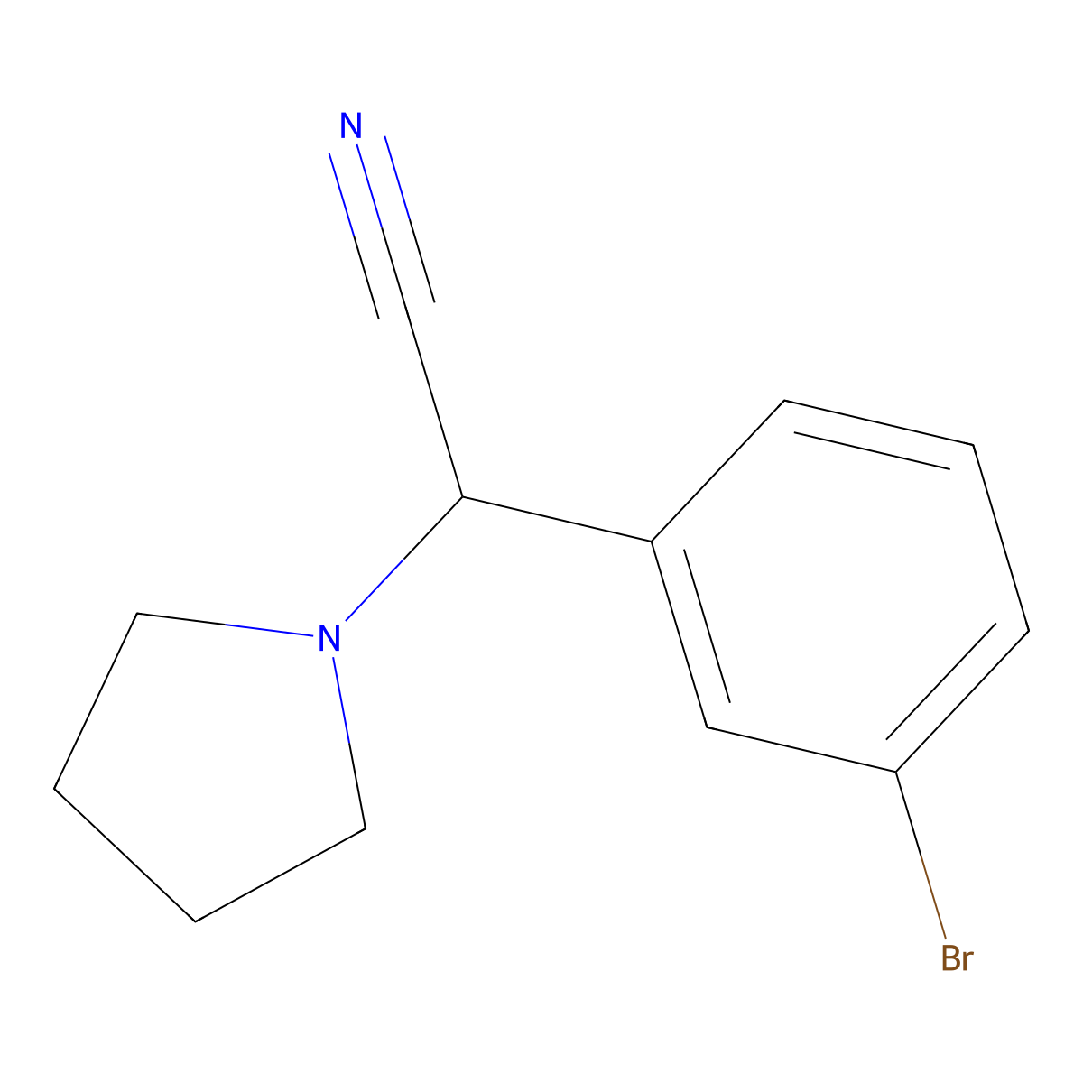2-(3-Bromophenyl)-2-(pyrrolidin-1-yl)acetonitrile molecular structure, CAS 1017466-79-3