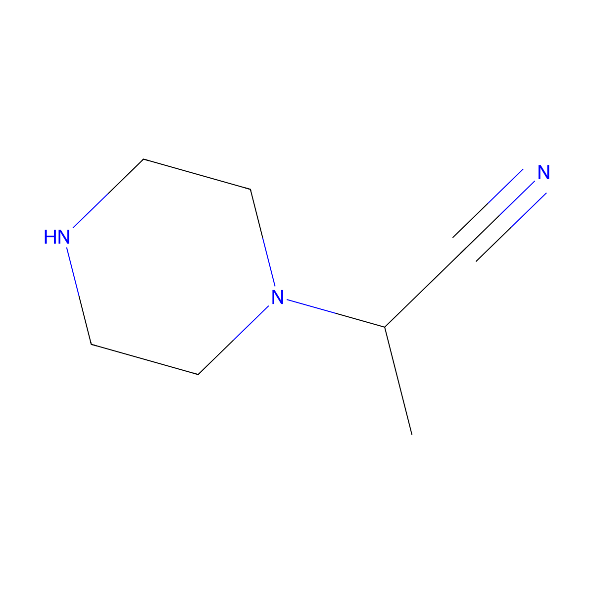 2-(1-Piperazinyl)propanenitrile molecular structure, CAS 1017467-63-8