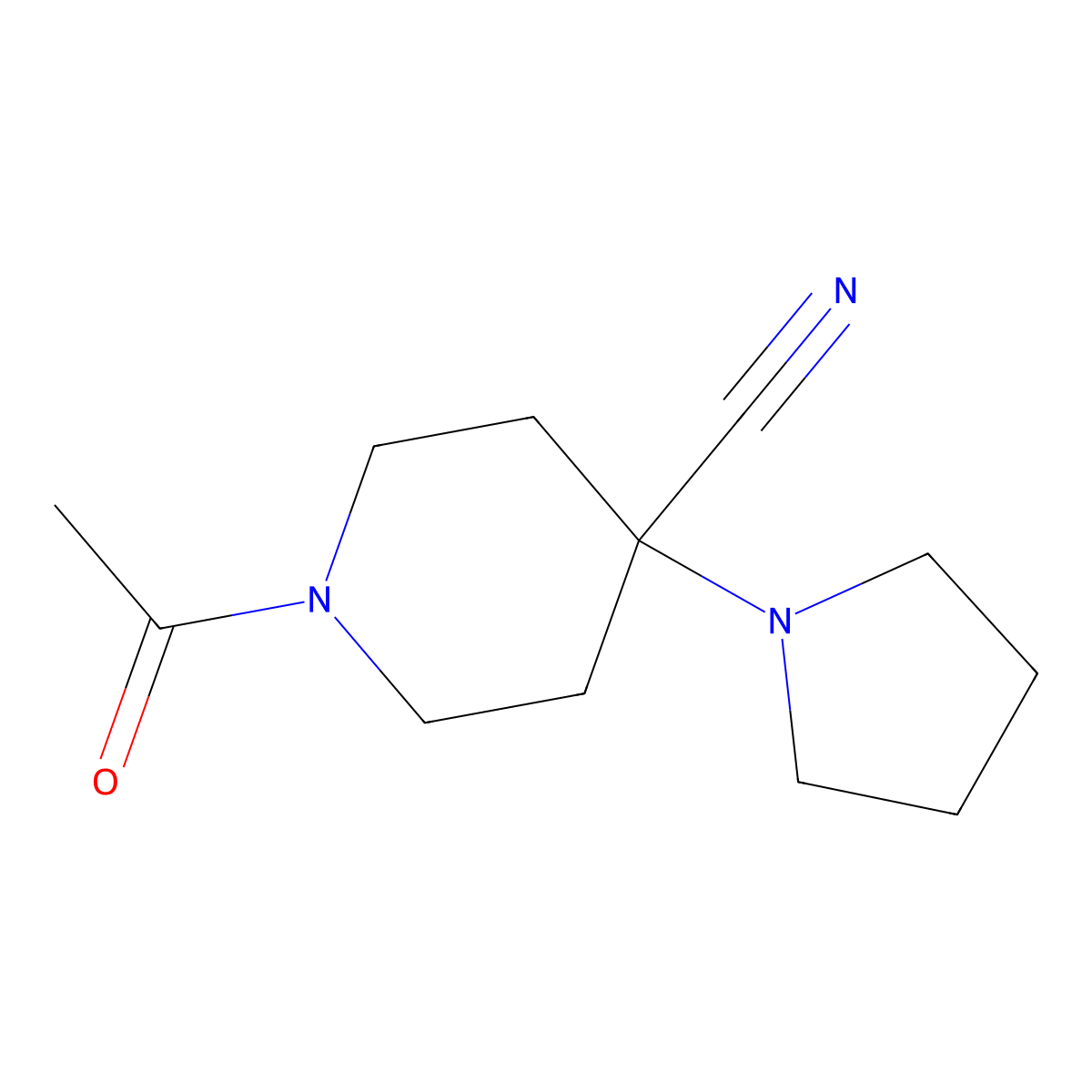 1-Acetyl-4-pyrrolidin-1-ylpiperidine-4-carbonitrile molecular structure, CAS 1017468-05-1