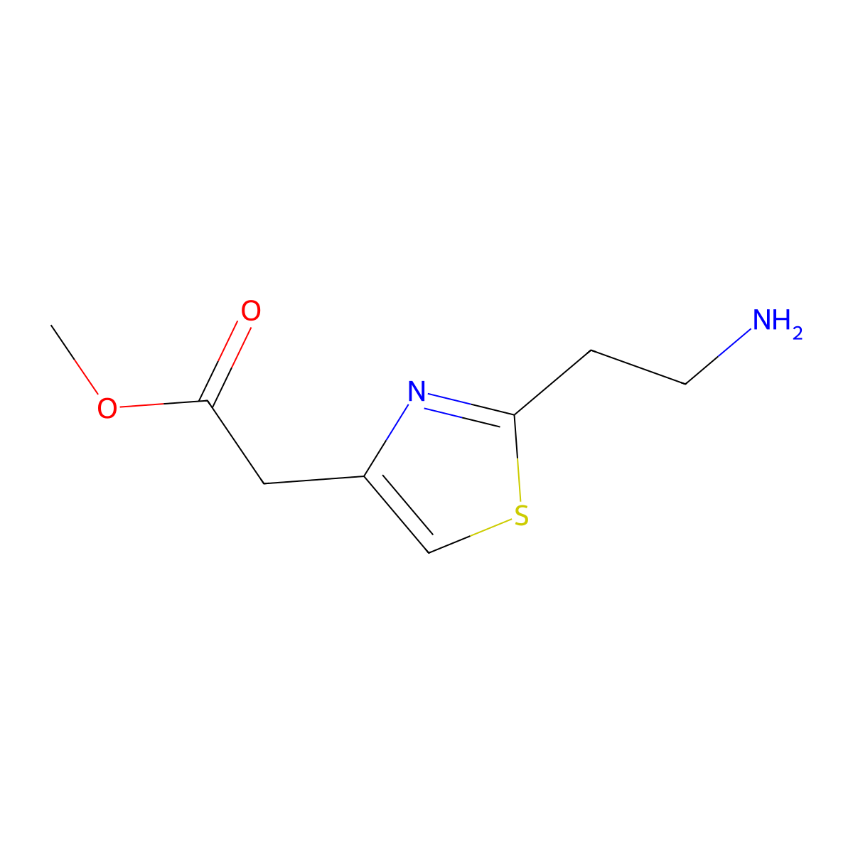 Methyl 2-(2-(2-aminoethyl)thiazol-4-yl)acetate molecular structure, CAS 1017469-23-6