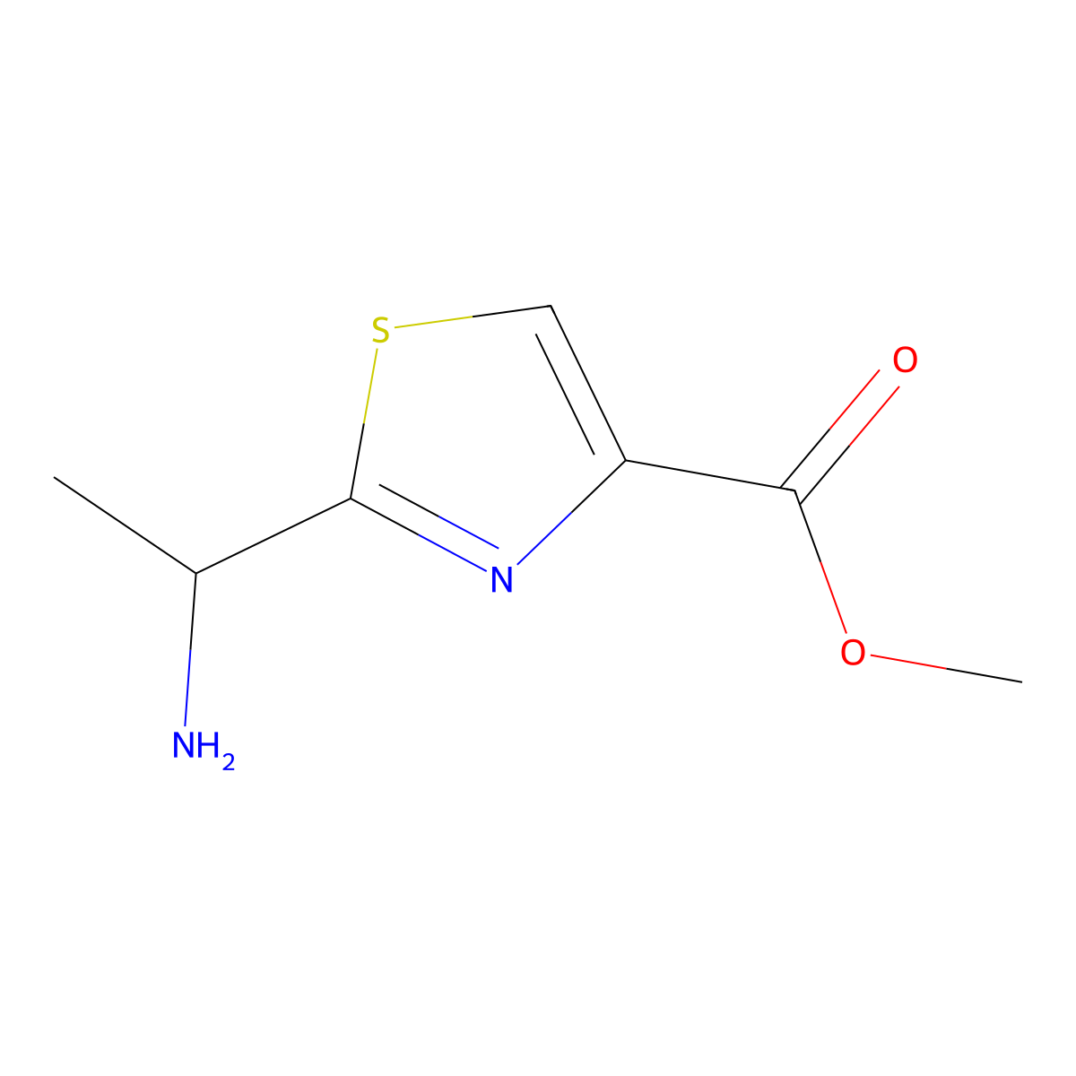 Methyl 2-(1-aminoethyl)-1,3-thiazole-4-carboxylate molecular structure, CAS 1017469-43-0