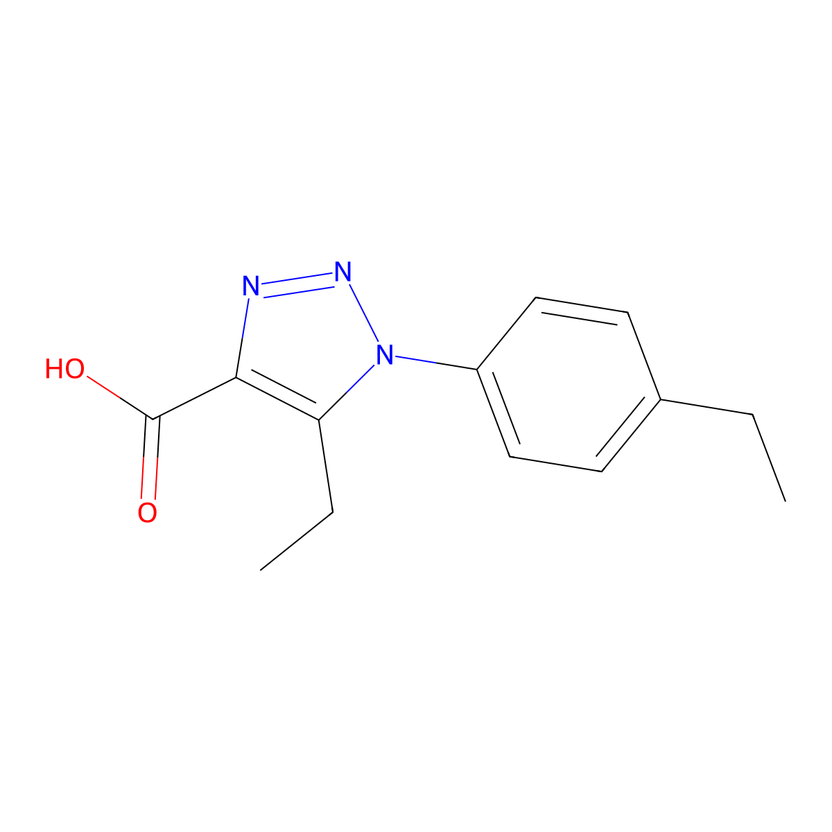 5-ethyl-1-(4-ethylphenyl)-1H-1,2,3-triazole-4-carboxylic acid molecular structure, CAS 1017470-66-4