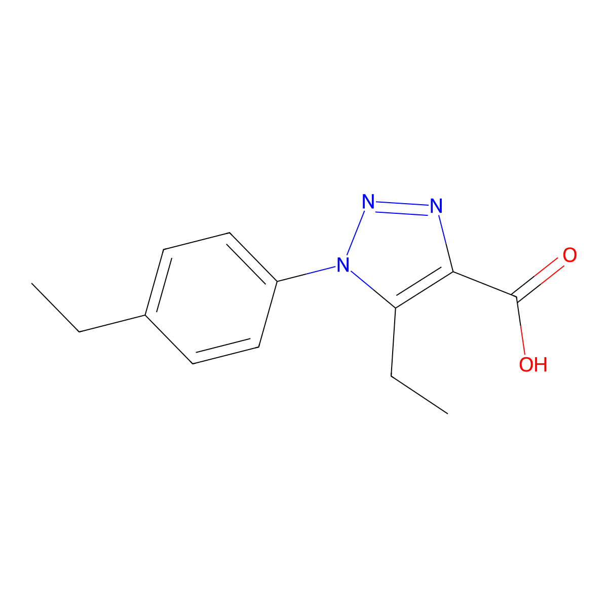 5-ethyl-1-(4-ethylphenyl)-1H-1,2,3-triazole-4-carboxylic acid molecular structure, CAS 1017470-66-4