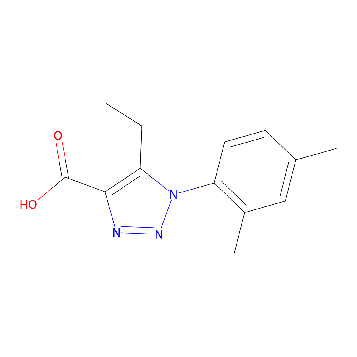 1-(2,4-dimethylphenyl)-5-ethyl-1H-1,2,3-triazole-4-carboxylic acid molecular structure, CAS 1017470-70-0