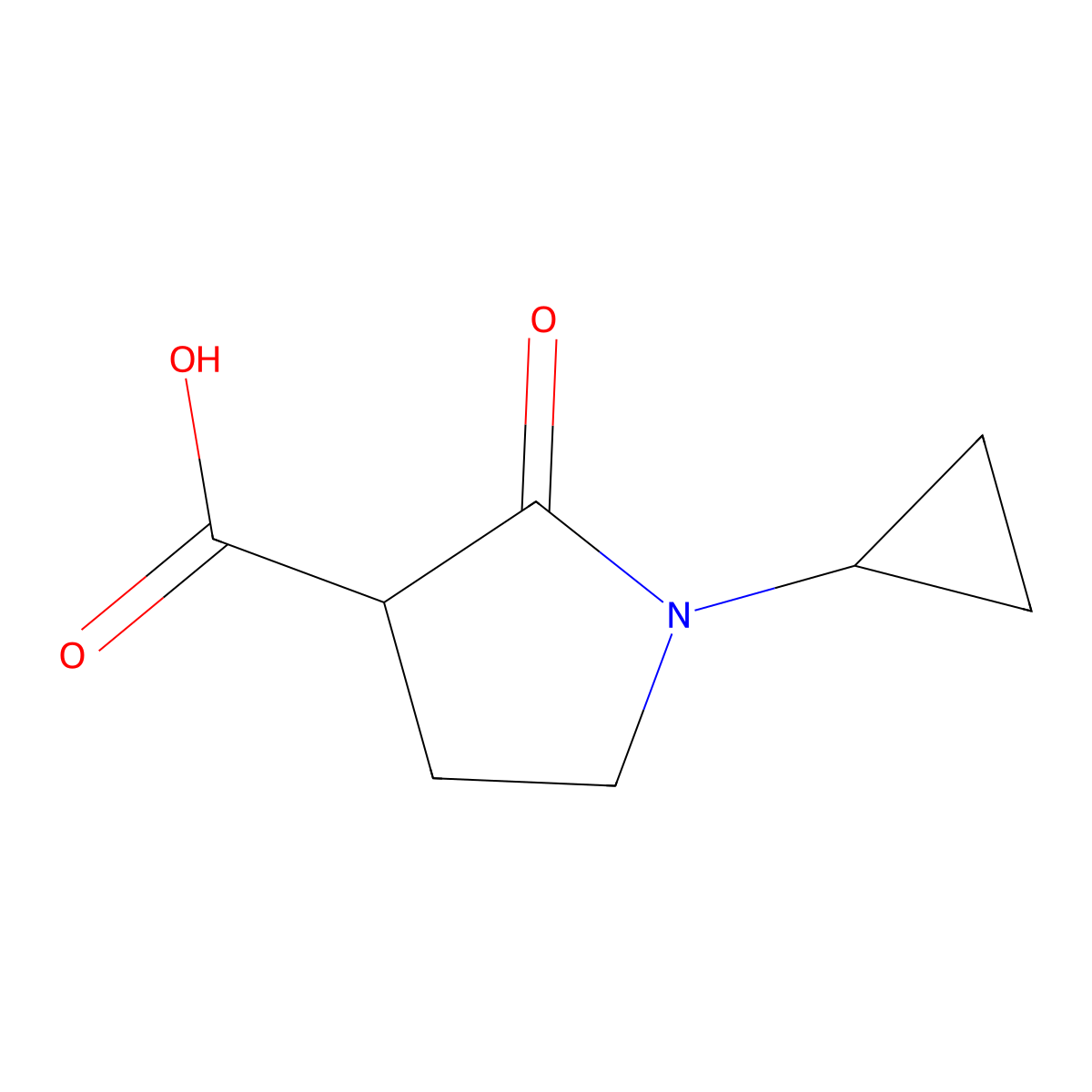 1-Cyclopropyl-2-oxopyrrolidine-3-carboxylic acid molecular structure, CAS 1017472-80-8
