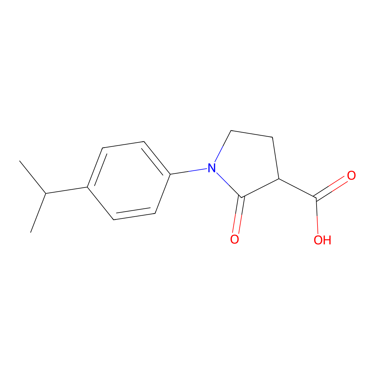 2-Oxo-1-[4-(propan-2-yl)phenyl]pyrrolidine-3-carboxylic acid molecular structure, CAS 1017473-49-2