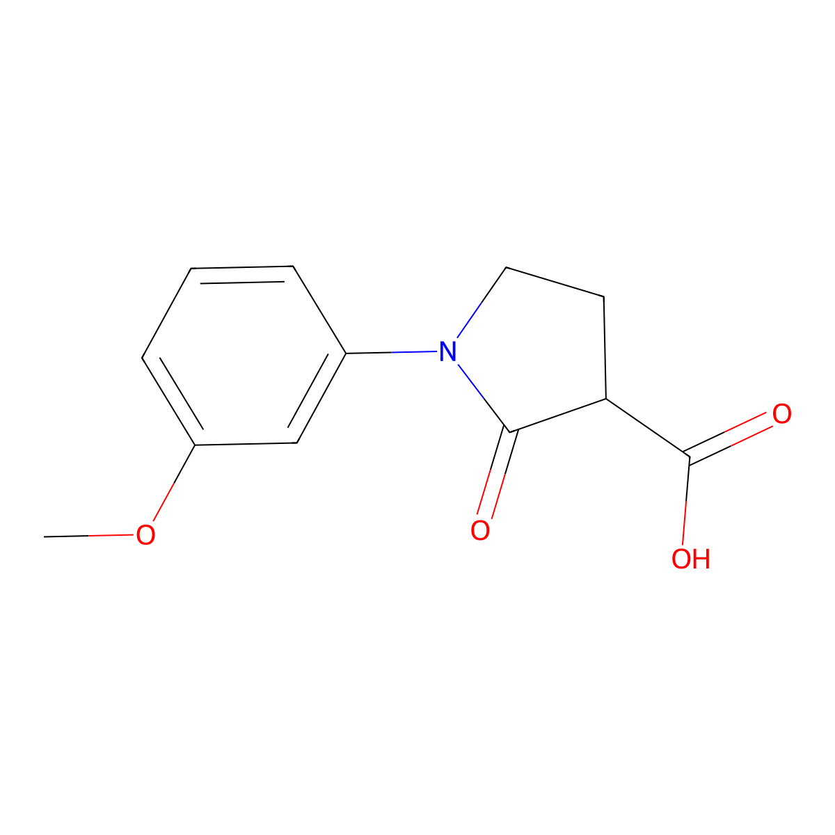 1-(3-Methoxyphenyl)-2-oxopyrrolidine-3-carboxylic acid molecular structure, CAS 1017473-65-2