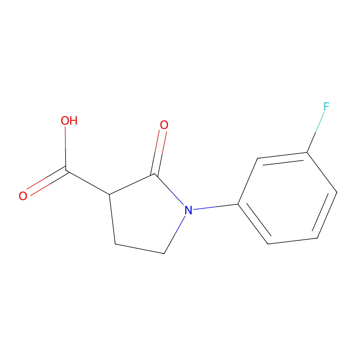 1-(3-Fluorophenyl)-2-oxopyrrolidine-3-carboxylic acid molecular structure, CAS 1017473-77-6