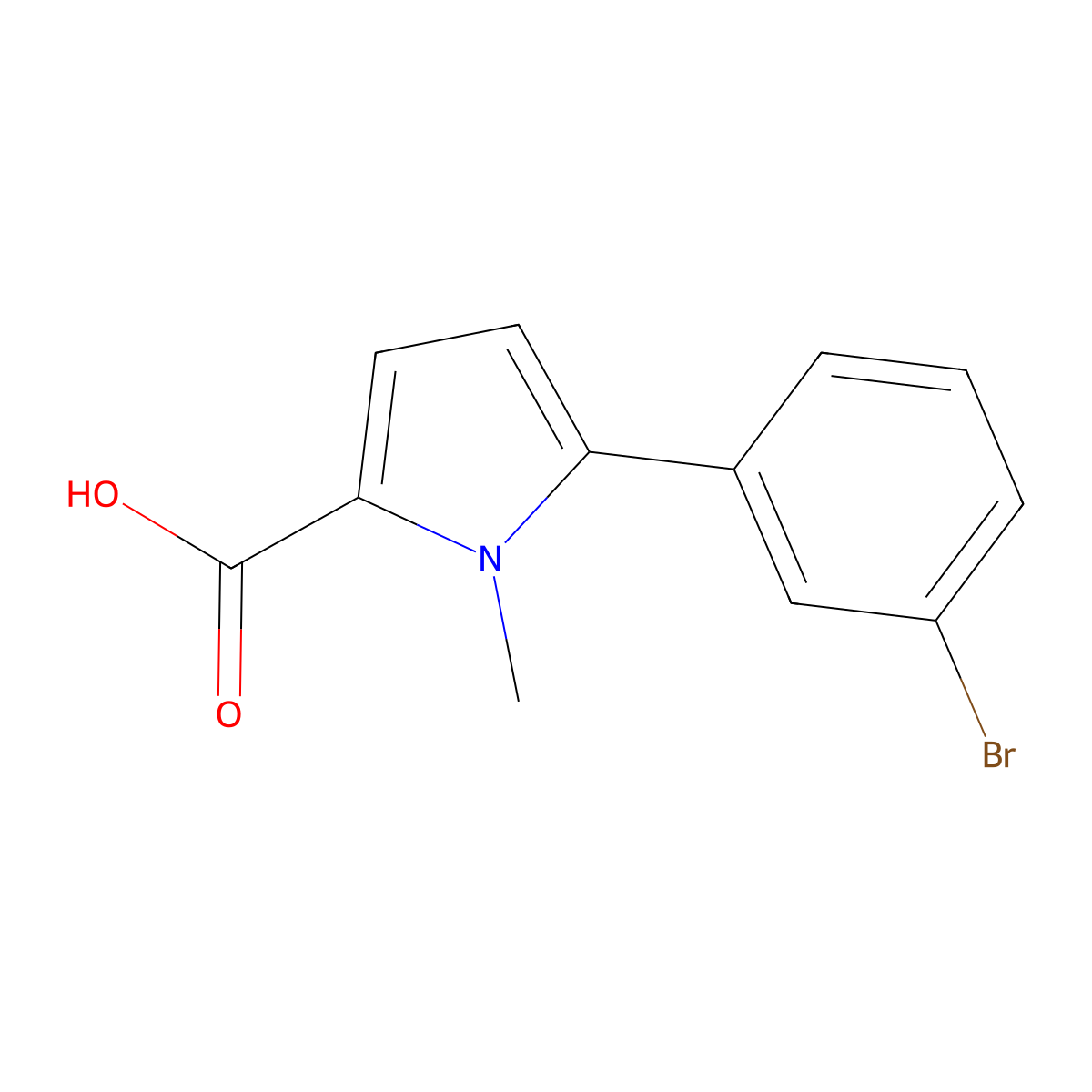 5-(3-bromophenyl)-1-methyl-1H-pyrrole-2-carboxylic acid molecular structure, CAS 1017473-79-8
